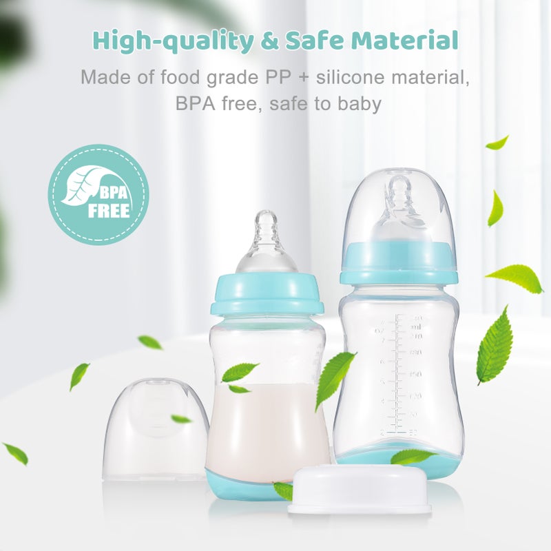 Baby Bottles with Silicone Nipple & Storage Cover Breastfeeding Bottles for Baby Food Grade PP Milk Storage Bottles 300ml Capacity Baby Feeding Bottles Baby Essentials, Orange & Pack of 6 - Image 5