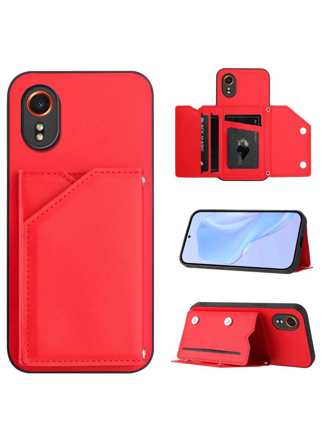 S-TOP Case For Samsung Galaxy Xcover 7 Skin Feel Four Card Slots Phone Case with Wrist Strap - Image 1