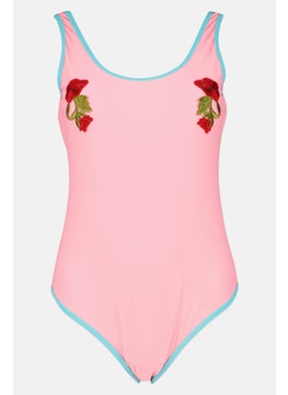 DeFacto Women Padded Embroidered One Piece, Pink 