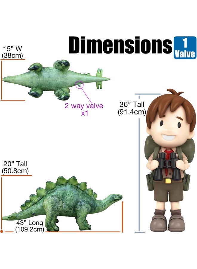 جيت كرييشنز لعبة ديناصور ستيجوسورس قابلة للنفخ من جيت كرييشنز، ارتفاع ٢٠ بوصة/طول ٤٦ بوصة، لون أخضر زمردي، مناسبة للمسبح، الحفلات، ديكور الحديقة، دعامة للصور، ديكور بطابع العصر الجوراسي - Image 2