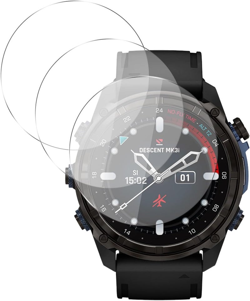WUNIAK [3 Pack] Compatible for Garmin Descent Mk3i GPS Smartwatch 51MM Tempered Glass Screentector, 9H Hardness, Anti-scratch, Anti-fingerprint, Anti-bubble Easy Installation with Lifetime Replacements - Image 1