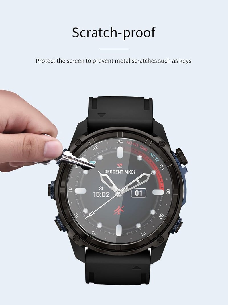 WUNIAK [3 Pack] Compatible for Garmin Descent Mk3i GPS Smartwatch 51MM Tempered Glass Screentector, 9H Hardness, Anti-scratch, Anti-fingerprint, Anti-bubble Easy Installation with Lifetime Replacements - Image 5
