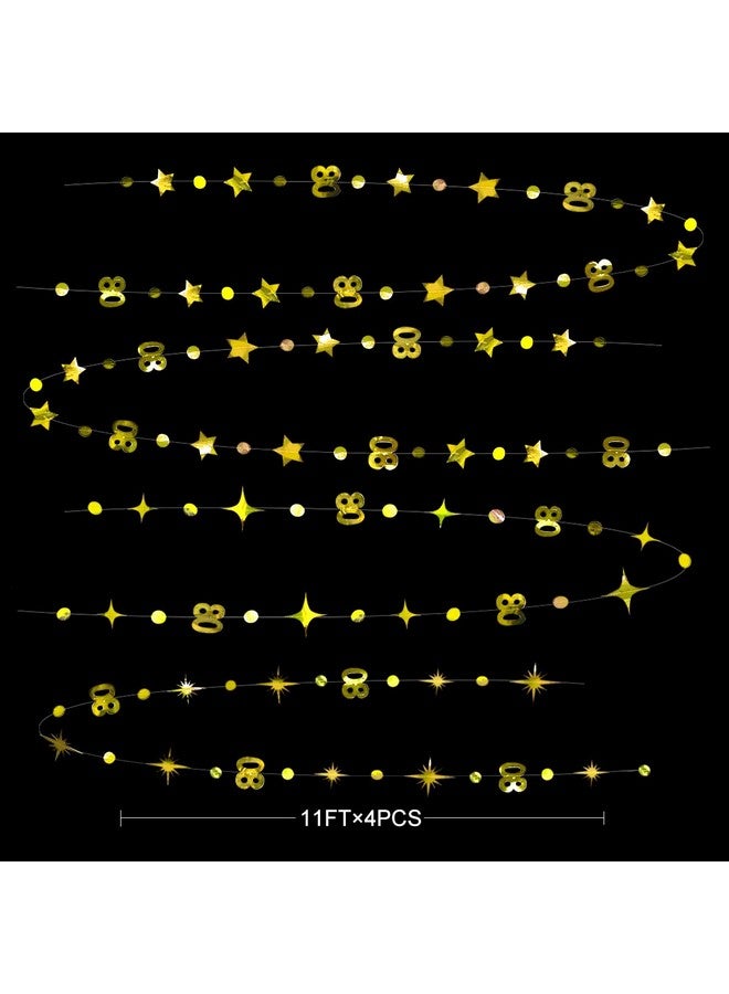pinkblume Gold 80th Birthday Decorations Number 80 Circle Dot Twinkle Star Garland Metallic Hanging Streamer Bunting Banner Backdrop for Women Mens Cheers to 80 Years Old Birthday Anniversary Party Supplies - Image 2