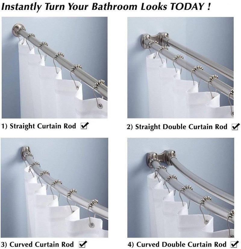 Abhaymart 36Pcs Shower Curtain Hook Rings Stainless Steel Roller Balls Bath Curtain Rings for Bathroom Shower Curtain Rods RustResistant Shower Curtain Hooks Rings for Bathroom7 x 35 cm Silver - Image 3