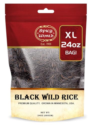 Spicy World Minnesota Grown Black Wild Rice 24oz Bag (1.5LB) | Premium Quality | All Natural, Hearty Grain with Rich Flavor | Perfect for Rice Dishes & Recipes - Image 1