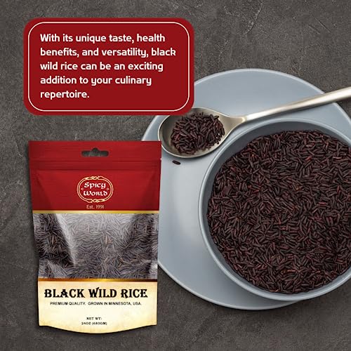 Spicy World Minnesota Grown Black Wild Rice 24oz Bag (1.5LB) | Premium Quality | All Natural, Hearty Grain with Rich Flavor | Perfect for Rice Dishes & Recipes - Image 4