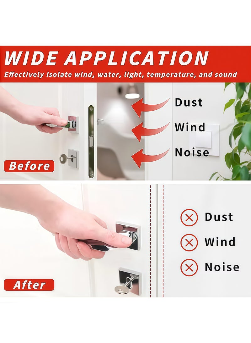 شو وو شريط مانع للتسرب، شريط مانع لتسرب الباب، شريط مطاطي لمانع تسرب الباب على شكل حرف D، شريط عازل للباب من المطاط ذاتي اللصق، شرائط أبواب عازلة للصوت للنوافذ والأبواب المنزلية عازلة للصوت، مقاومة للرياح والغبار (10 مم × 6 مم، أحمر) - Image 3