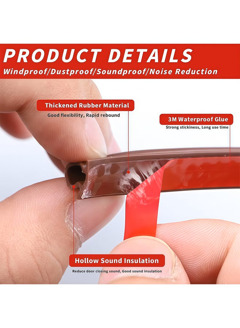 شو وو شريط مانع للتسرب، شريط مانع لتسرب الباب، شريط مطاطي لمانع تسرب الباب على شكل حرف D، شريط عازل للباب من المطاط ذاتي اللصق، شرائط أبواب عازلة للصوت للنوافذ والأبواب المنزلية عازلة للصوت، مقاومة للرياح والغبار (10 مم × 6 مم، أحمر) - Image 4