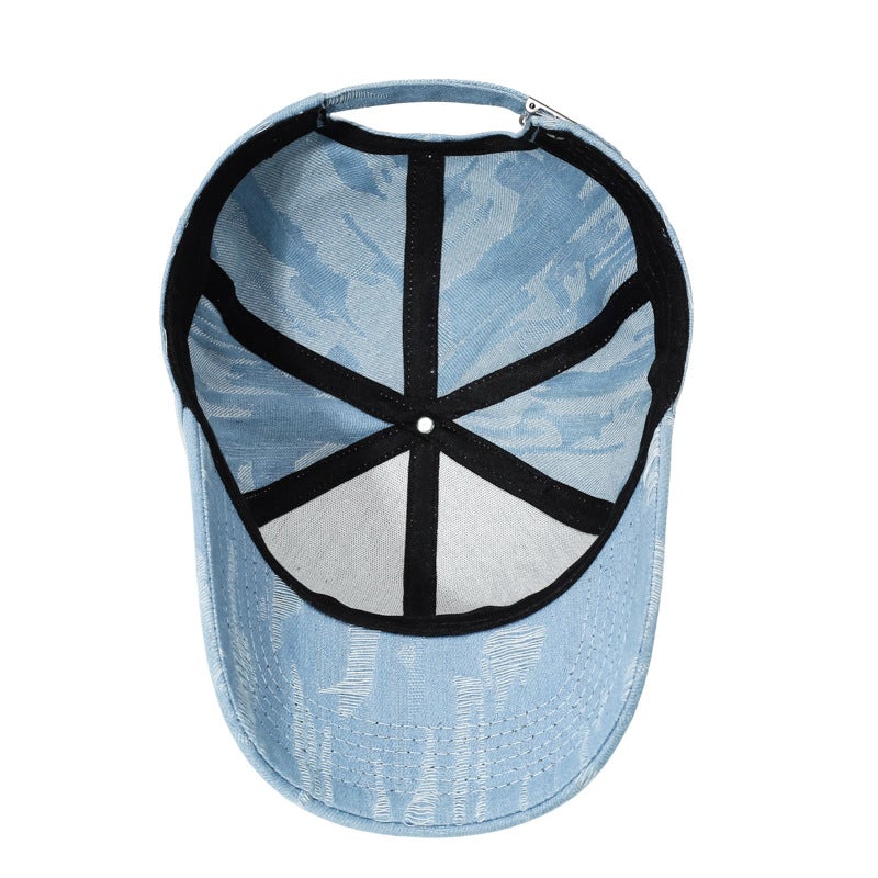Washed Denim Baseball Cap Men Vintage Checkered Hip Hop Hat - Image 4