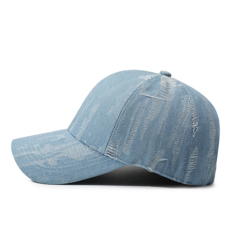Washed Denim Baseball Cap Men Vintage Checkered Hip Hop Hat - Image 2