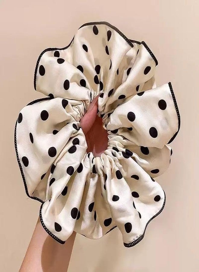 TUCEWP 2Pcs Oversized Scrunchies 8.3 Inches Big Black White Polka Dot Scrunchie Vintage Chic Extra Large Satin Scrunchies for Women Girls Soft No Damage Giant Hair Ties for Thick Long Hair Accessories - Image 5