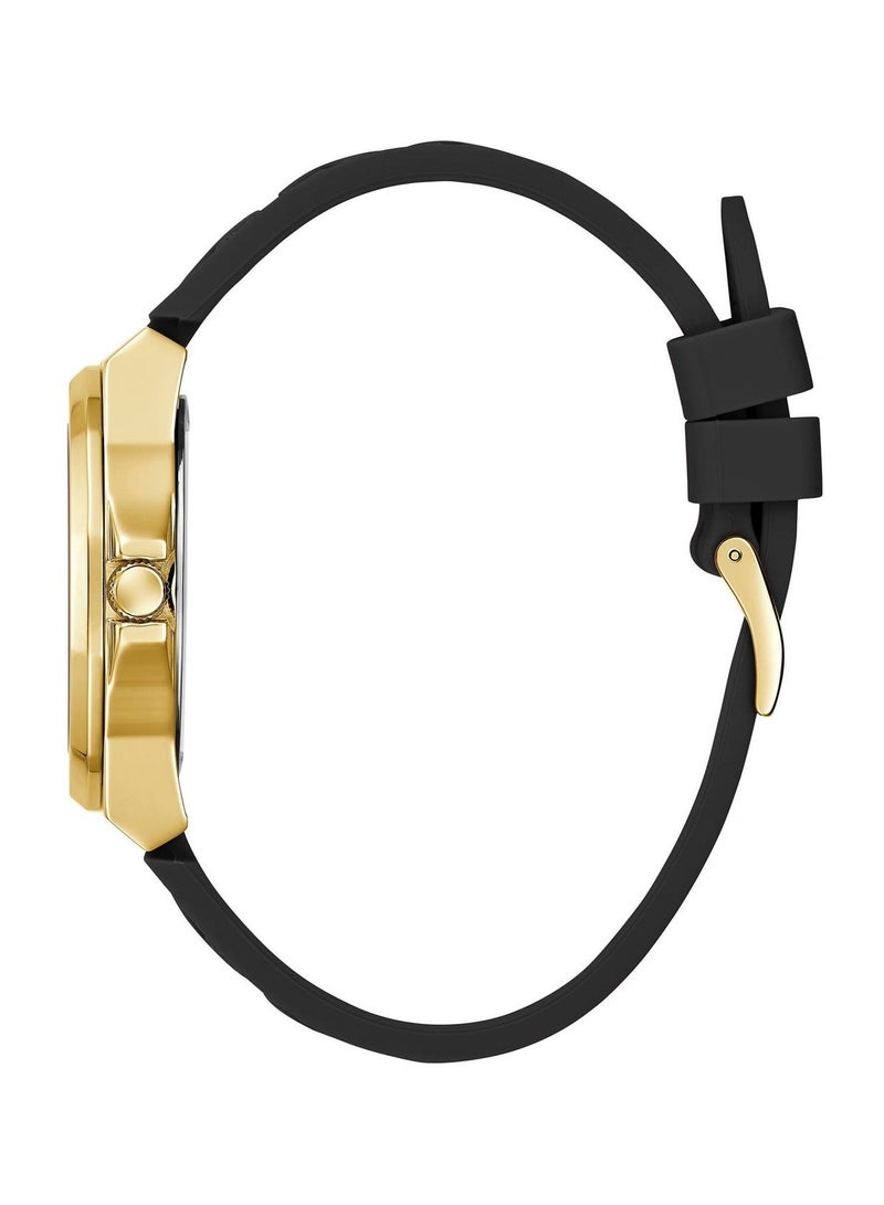 GUESS Women's Gold Tone Case Quartz Watch – Black Dial & Silicone Strap (GW0599L2) - Image 2