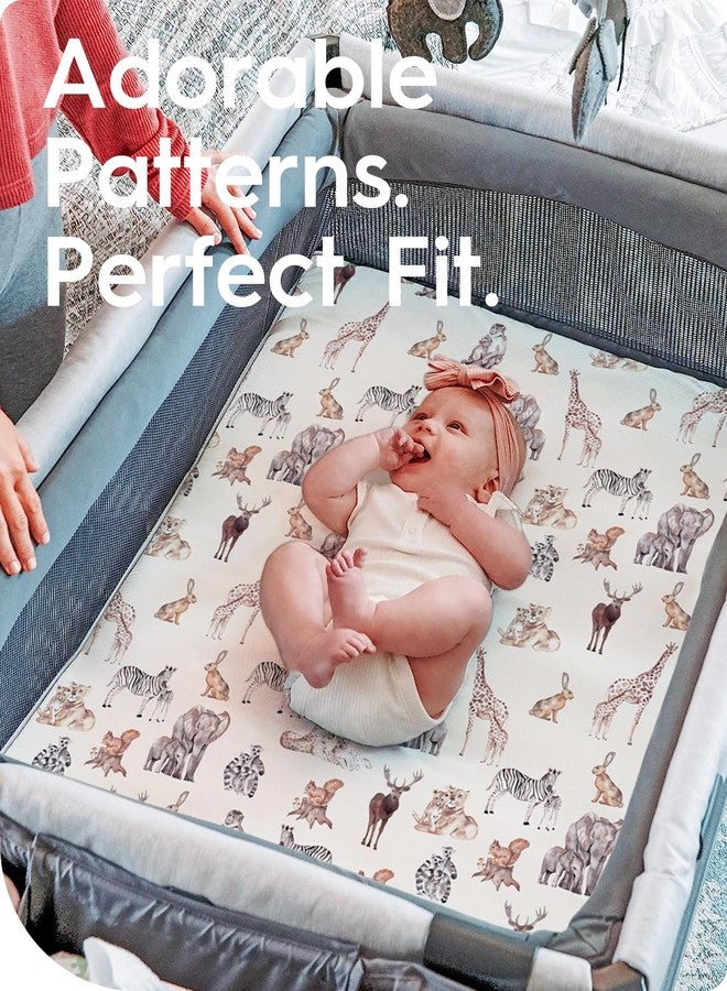 TOTBASIC Graco Pack and Play Fitted Sheets - 2 Pack Mini Crib Sheets, Hypoallergenic and Soothing, Premium Jersey Fabric, Safari Sea Animals Pattern - Image 3