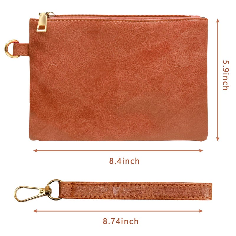 K.E.J. Wallet Women Clutch Purses for Women Brown Wristlet with Wrist Strap Clutch Bag Wristlet Handbags Wallet for Womens Ladies Christmas Gifts - Image 5