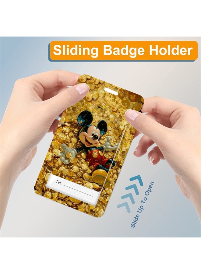 ديزني حامل بطاقات بتصميم ميكي ماوس على شكل عملة ذهبية من ديزني، قابل للسحب مع سحاب - مناسب للطلاب والموظفين والمكاتب | مظهر احترافي | تصميم عصري - Image 4