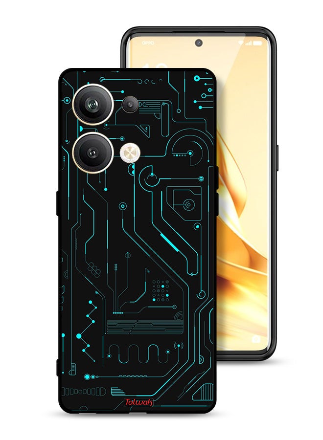 Tolwak Oppo Reno9 Pro Plus 5G Protective Case Cover Digital Art Circuits Minimalism Multiple Display - Image 1