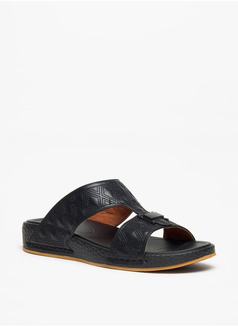 Mens Quilted SlipOn Arabic Sandals with Buckle Accent