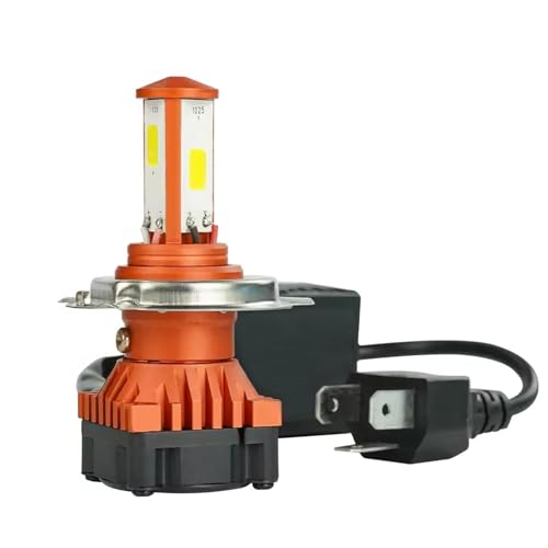 Pivalo 40W CYT H4 LED Front Power Headlight DC 8V-48V High Brightness Bulb with 3 Side Cobe Cooling Fan & Conversion Kit High/Low Beam Light Universal For All Bike Motorcycle Scooty (Pack of 1, White) - Image 1