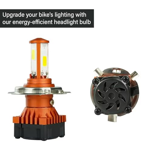 Pivalo 40W CYT H4 LED Front Power Headlight DC 8V-48V High Brightness Bulb with 3 Side Cobe Cooling Fan & Conversion Kit High/Low Beam Light Universal For All Bike Motorcycle Scooty (Pack of 1, White) - Image 2