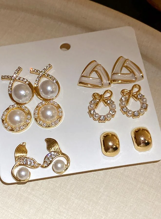 تايك تو Set Of 6 - Faux Pearl Embellished Earrings