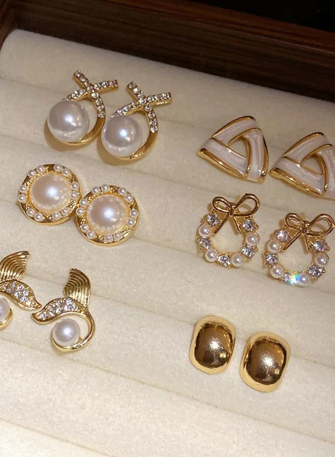 Take Two  Set Of 6 - Faux Pearl Embellished Earrings for Women | Best Price UAE