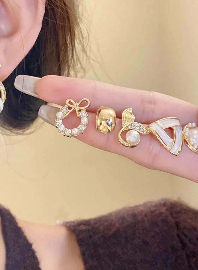 Take Two  Set Of 6 - Faux Pearl Embellished Earrings for Women | Best Price UAE