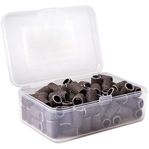 PANA 100 Pieces Nail Sanding Bands Professional Nail Manicure Great Fit for Nail Drill Bits for Acrylic Nails (80 Grit, Brown) - Image 1