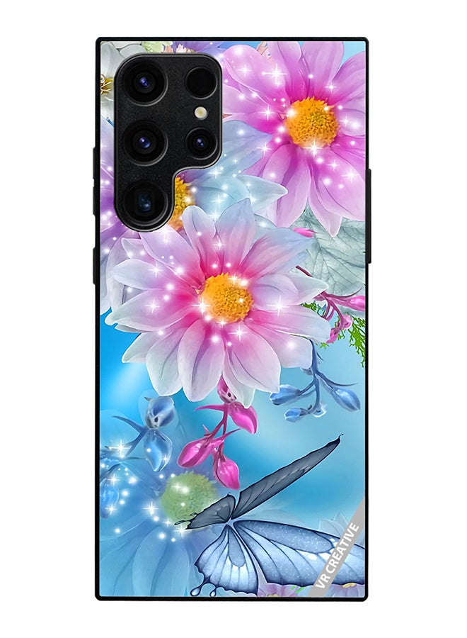 Protective Case Cover For Samsung Galaxy S25 Ultra Beautiful Flowers And Butterfly Design Multicolour