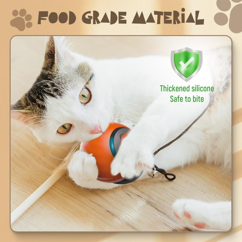 Interactive Electric Rolling Ball Cat Toy With Teasing Tail And Cord Imitation Mouse Blue - Image 5