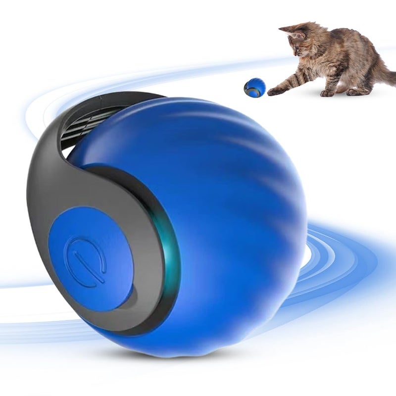 Interactive Electric Rolling Ball Cat Toy With Teasing Tail And Cord Imitation Mouse Blue - Image 2