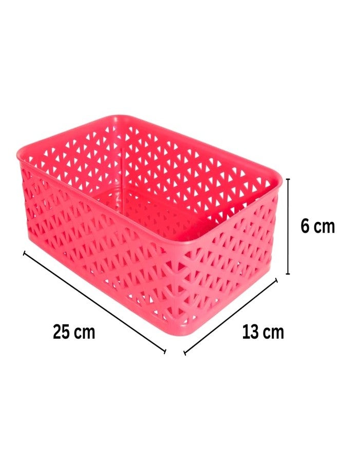 Morvi Stanza-2 Multi-Purpose Plastic Storage Basket|Stackable Organizer Tokri For Home,Kitchen,Bathroom & Office|Ideal For Toys,Clothes,Cosmetics,Stationery|Set Of 2|Red - Image 2