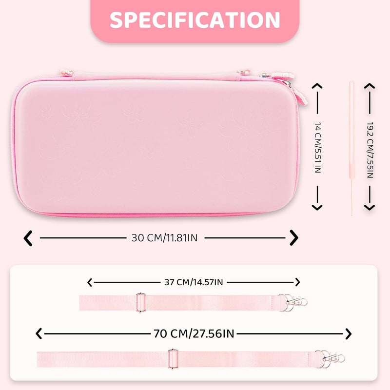 FANPL Case bundle for Nintendo Switch 2 Accessories, Carrying Cover for Switch 2 and JoyCon Controller with Hard Protective Skin and Screen protector, 4 Thumb Grips, Shoulder Strap (Sakura Pink) - Image 5