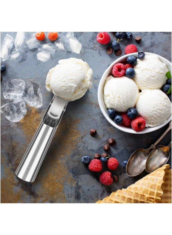 Kibee Premium Ice Cream Scoop with Trigger,Heavy Duty Metal Icecream Scoop Spoon Dishwasher Safe, Perfect for Frozen Yogurt, Gelatos, Sundaes, Large Silver - Image 3