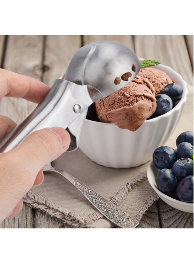 Kibee Premium Ice Cream Scoop with Trigger,Heavy Duty Metal Icecream Scoop Spoon Dishwasher Safe, Perfect for Frozen Yogurt, Gelatos, Sundaes, Large Silver - Image 5