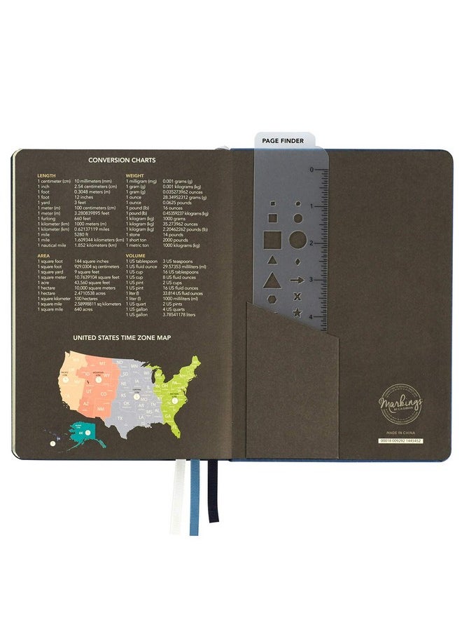 C.R. Gibson C.R. Gibson Blue Leatherette Freestyle Organizer and Planner Dot Grid Notebook, 6'' W x 8.5'' L, 240 Pages  - Image 3