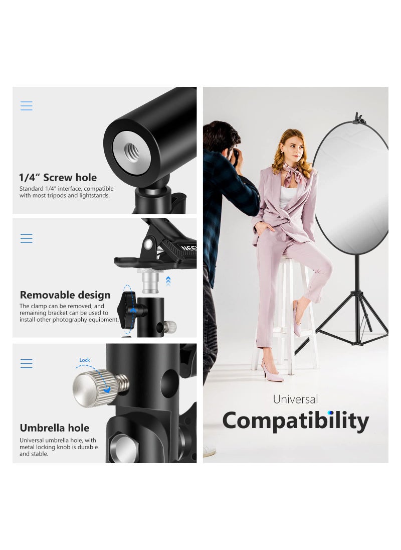 Neewer Neewer 2 PCS Photo Studio Heavy Duty Metal Clamp Holder with 5/8" Light Stand Attachment for Reflector  - Image 5