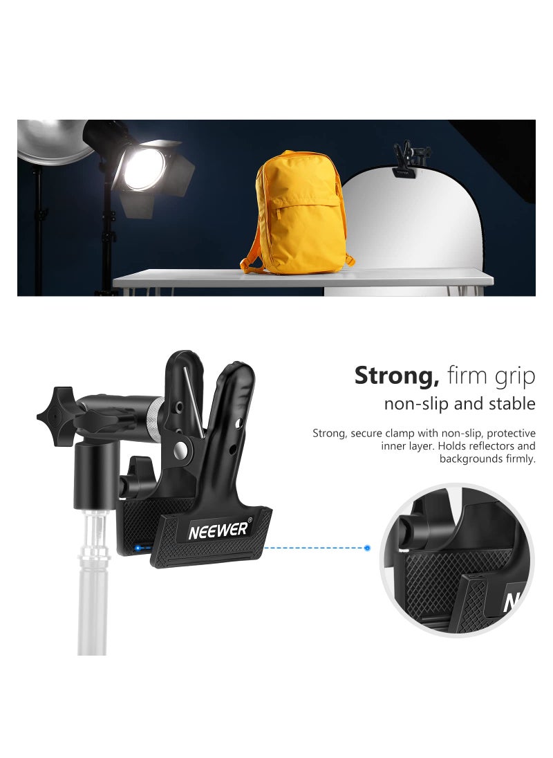 Neewer Neewer 2 PCS Photo Studio Heavy Duty Metal Clamp Holder with 5/8" Light Stand Attachment for Reflector  - Image 3