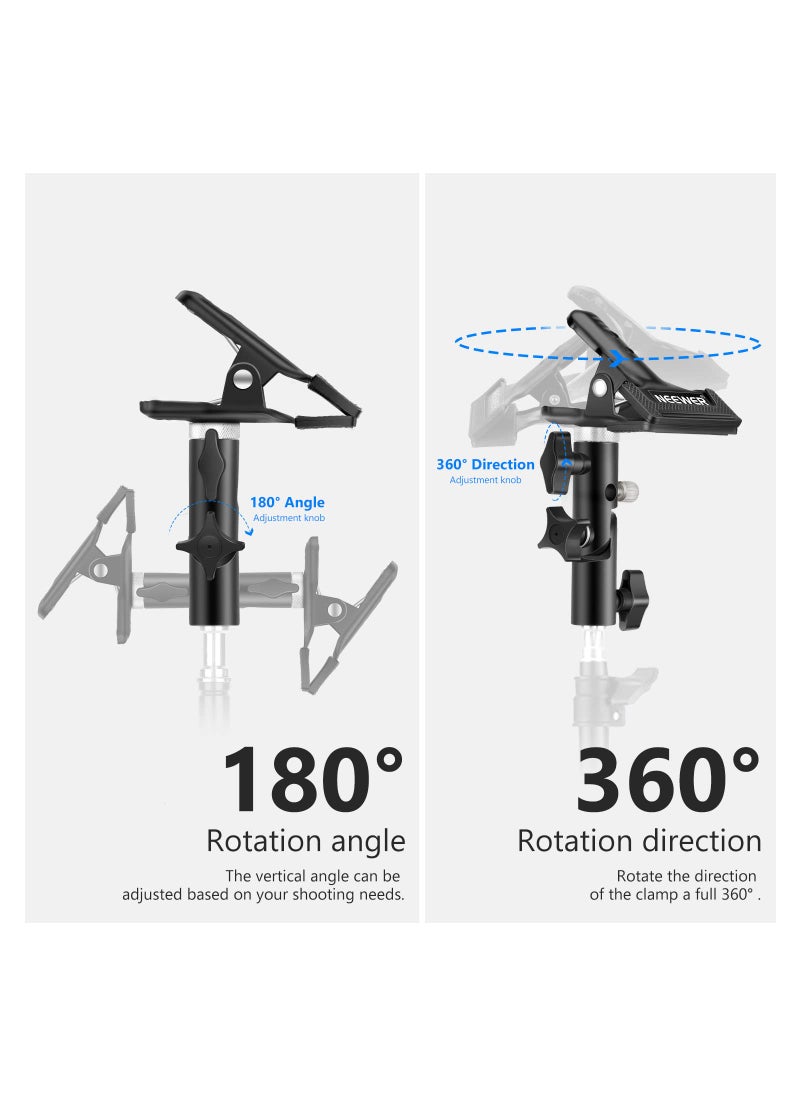 Neewer Neewer 2 PCS Photo Studio Heavy Duty Metal Clamp Holder with 5/8" Light Stand Attachment for Reflector  - Image 2