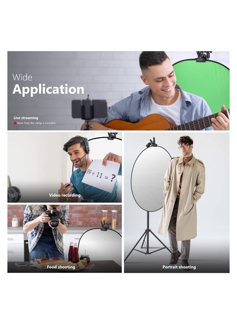Neewer Neewer 2 PCS Photo Studio Heavy Duty Metal Clamp Holder with 5/8" Light Stand Attachment for Reflector  - Image 4