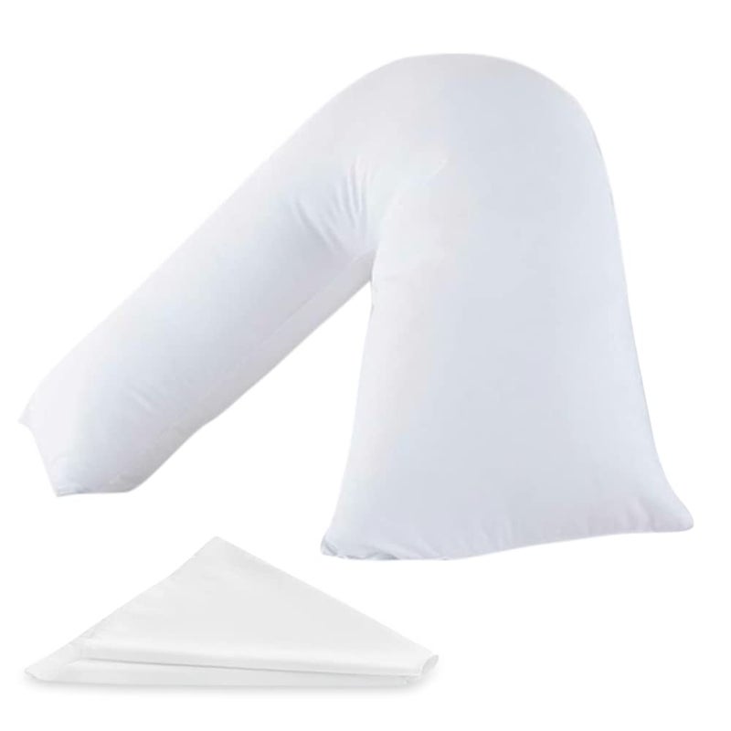 MH Traders Extra Filled v pillow with pillowcase Orthopedic support pillow for neck back  shoulder Maternity  pregnancy pillow V pillow with microfiber filling  machine washable