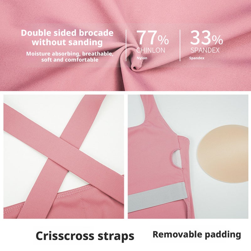 Women's Sports Bra with Removable Pads, High Impact Support, Cross Back - Image 4
