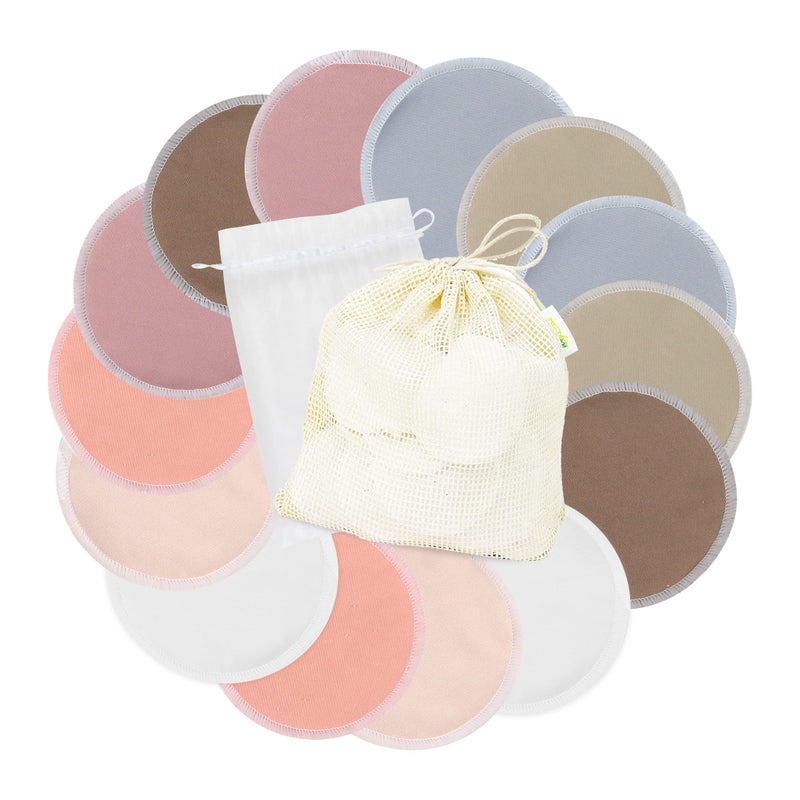 wegreeco Nursing Breast Pads (14 Pack) + Laundry Bag & Travel Storage Bag, 4.7 inch Option - Washable & Reusable Breastfeeding Nursing Pads (Mild, Large) - Image 1