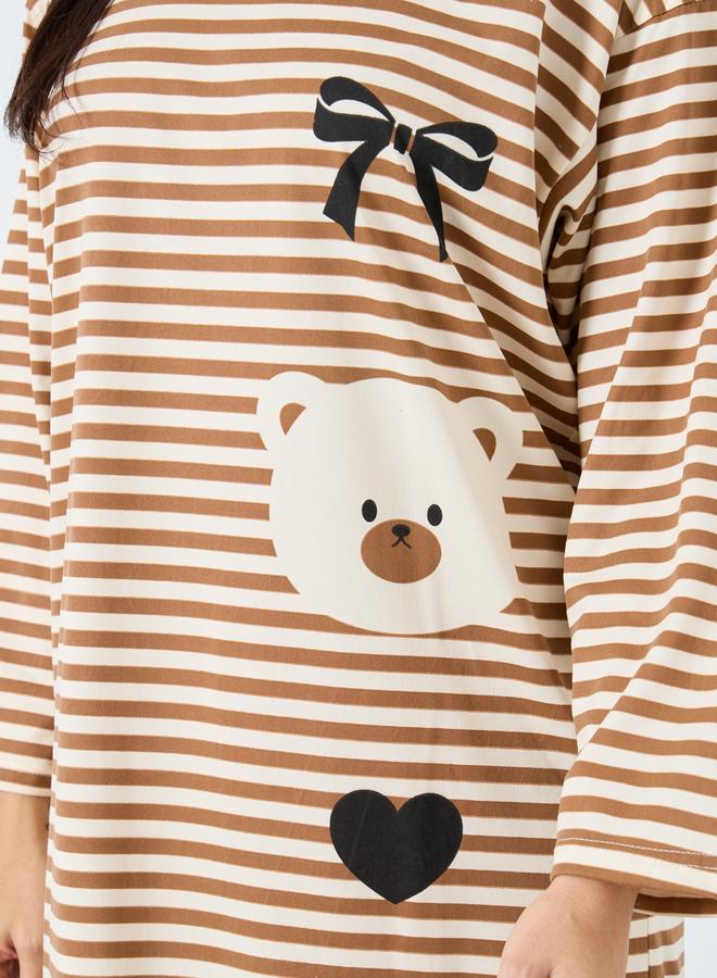 تايك تو قميص نوم مخطط بطبعة دب - Image 3