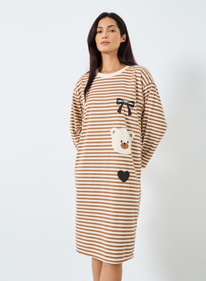 تايك تو قميص نوم مخطط بطبعة دب - Image 2