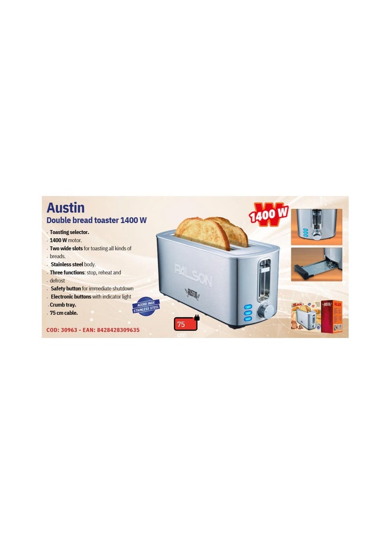 Palson AUSTIN 1400W 2 Slice wide slot Toaster with stainless steel  and 3 year Warranty - Image 2