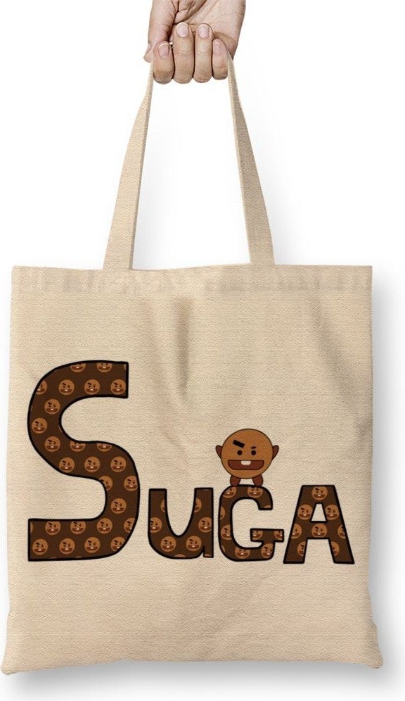 Baskı Dükkanı Print Shop Bts Meets BT21 Suga Tote Bag Long Handle 