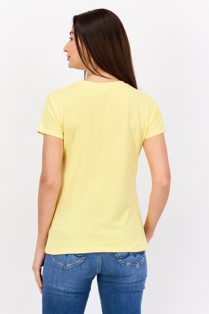 Kung Fu Panda Women Round Neck Short Sleeves Graphic Print T-Shirt, Yellow - Image 3