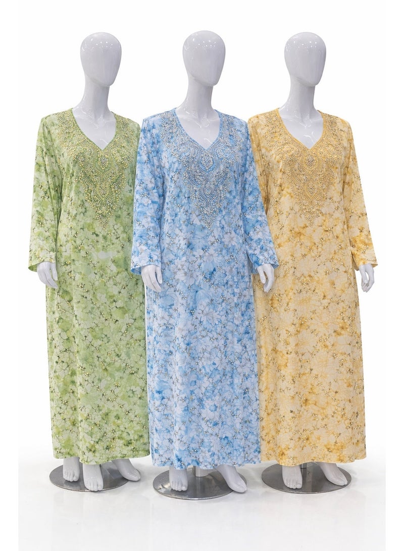 أمياي AMYAE فستان جلابية نسائي جاهز للارتداء – طقم 3 قطع (تصاميم وألوان عشوائية لكل مقاس) - Image 1