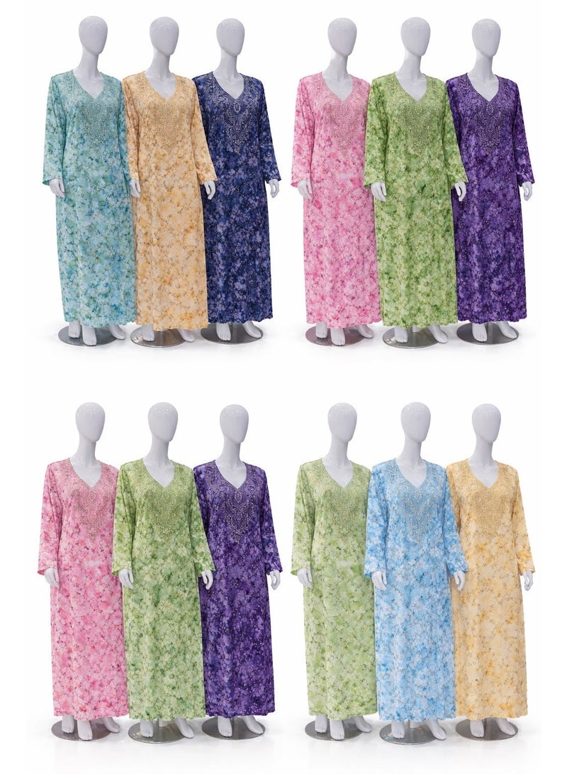 أمياي AMYAE فستان جلابية نسائي جاهز للارتداء – طقم 3 قطع (تصاميم وألوان عشوائية لكل مقاس) - Image 2