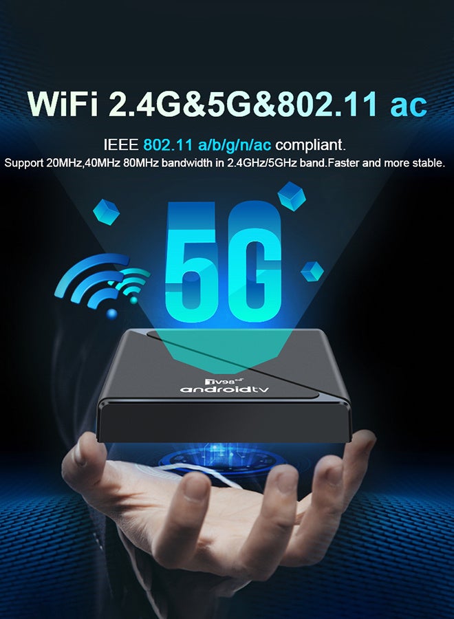 تلفزيون صندوق التلفاز الذكي 8K أندرويد 14 بمعالج رباعي النواة ARM Cortex A53 مع واي فاي 6 2.4G/5G وجهاز تحكم عن بُعد - Image 3